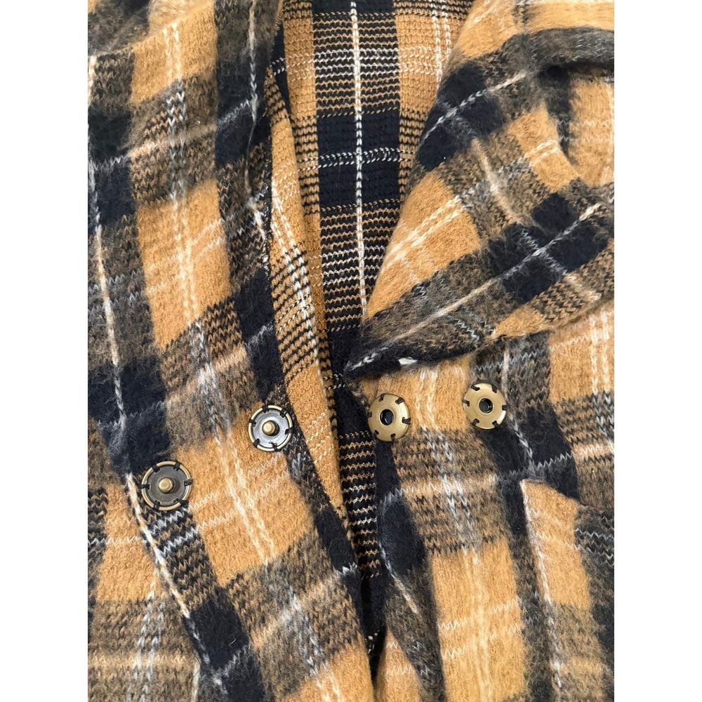 Free People Fine Line Plaid Wool Blend Duster Coat L‎ - Picture 5 of 8